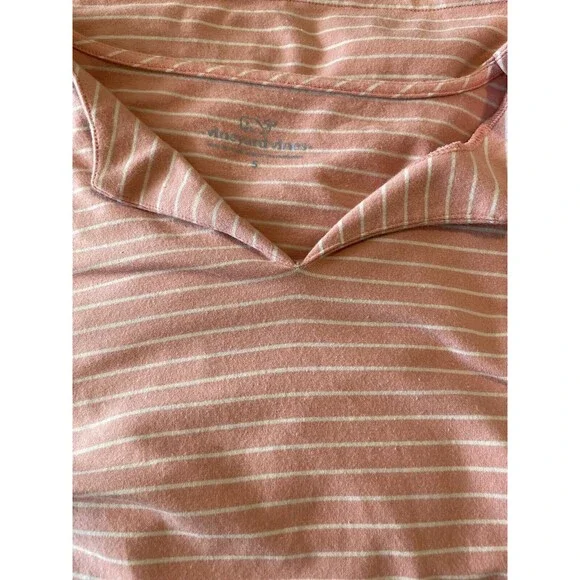 Vineyard Vines Sleeveless Pink & White Striped V-Neck Pullover Top, Size Small - Picture 4 of 4